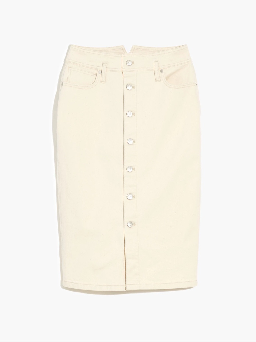 Madewell Western Edition Vintage Canvas Ecru Denim Midi Skirt Size 23 - Picture 4 of 11